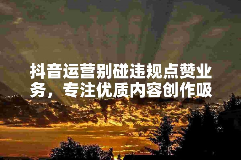 抖音运营别碰违规点赞业务，专注优质内容创作吸粉。