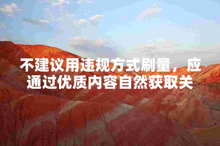 不建议用违规方式刷量，应通过优质内容自然获取关注和浏览。