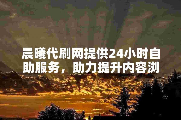 晨曦代刷网提供24小时自助服务，助力提升内容浏览量。