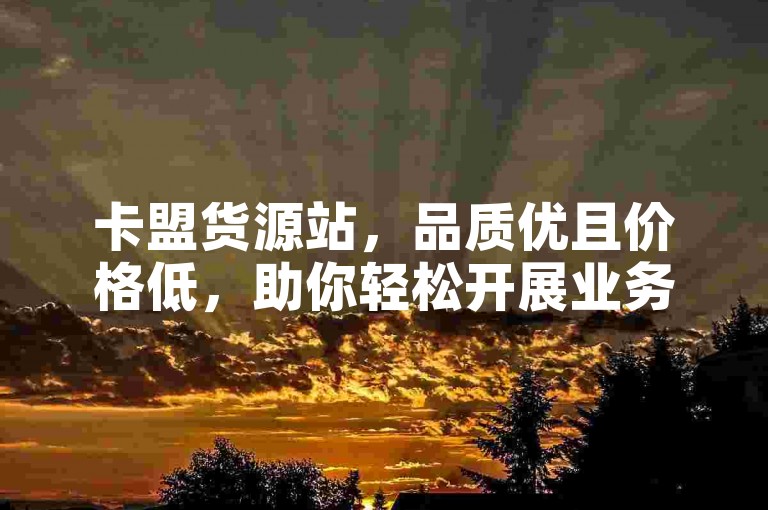 卡盟货源站，品质优且价格低，助你轻松开展业务。