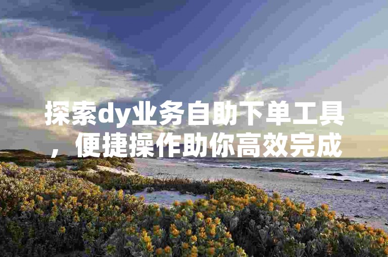 探索dy业务自助下单工具，便捷操作助你高效完成任务。