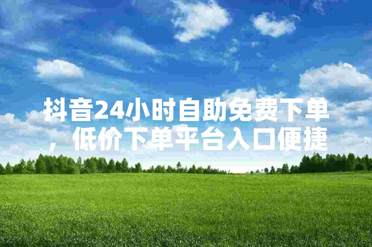 抖音24小时自助免费下单，低价下单平台入口便捷。