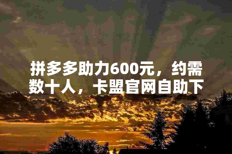 拼多多助力600元，约需数十人，卡盟官网自助下单助你达成。