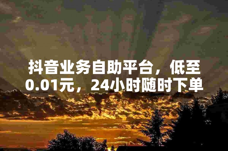 抖音业务自助平台，低至0.01元，24小时随时下单。