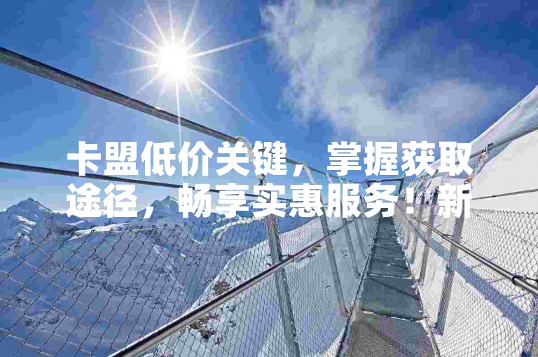 卡盟低价关键，掌握获取途径，畅享实惠服务！新人速看！
