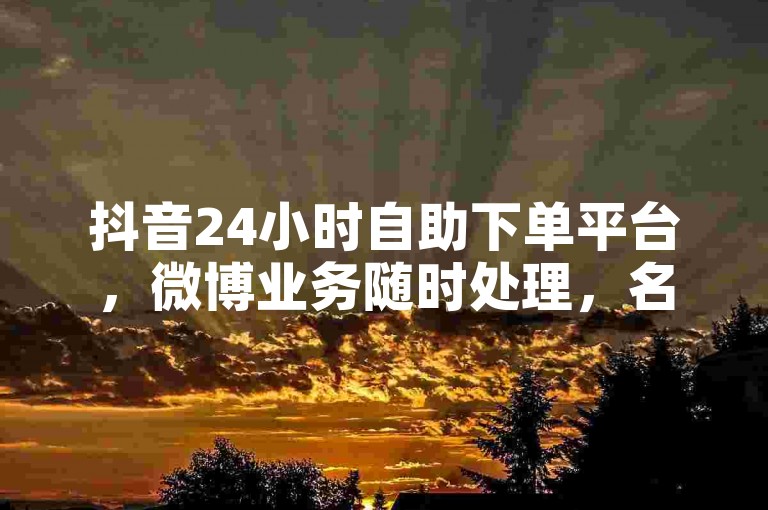 抖音24小时自助下单平台，微博业务随时处理，名片点赞轻松购。