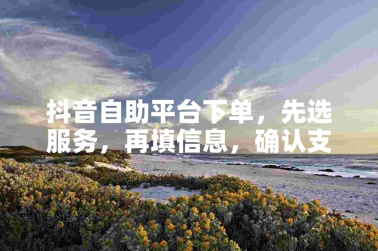 抖音自助平台下单，先选服务，再填信息，确认支付即可完成。