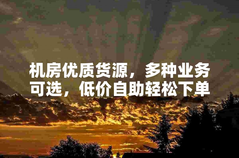 机房优质货源，多种业务可选，低价自助轻松下单。