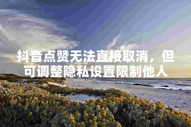 抖音点赞无法直接取消，但可调整隐私设置限制他人点赞互动。