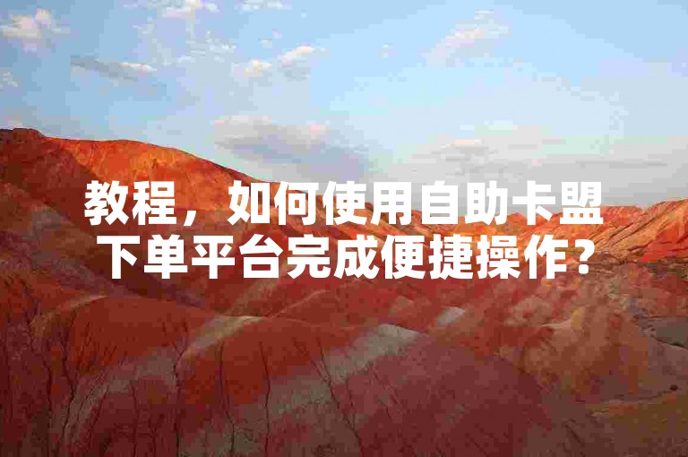 教程，如何使用自助卡盟下单平台完成便捷操作？