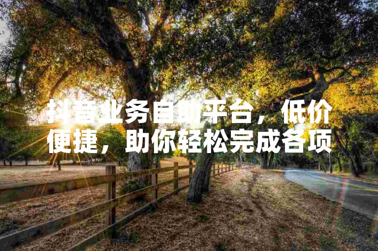 抖音业务自助平台，低价便捷，助你轻松完成各项操作。