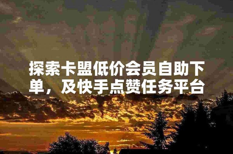 探索卡盟低价会员自助下单，及快手点赞任务平台详情。