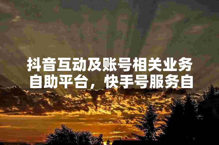 抖音互动及账号相关业务自助平台，快手号服务自助操作平台
