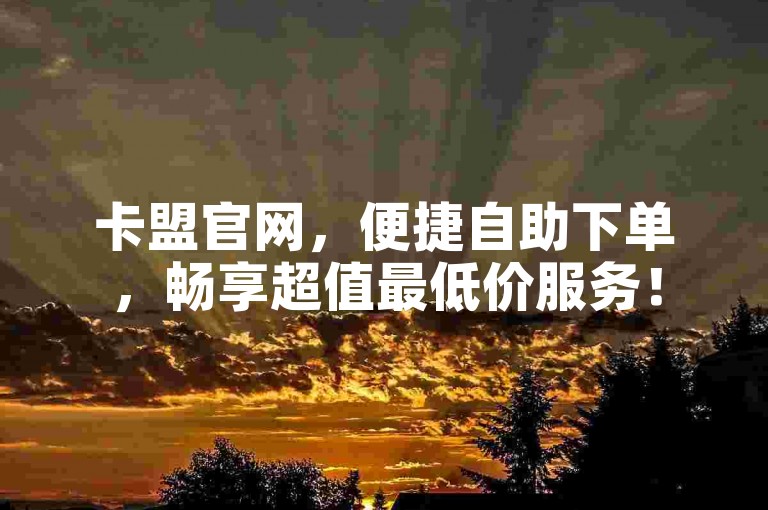 卡盟官网，便捷自助下单，畅享超值最低价服务！