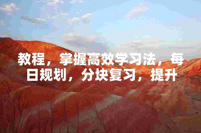 教程，掌握高效学习法，每日规划，分块复习，提升知识吸收效率。