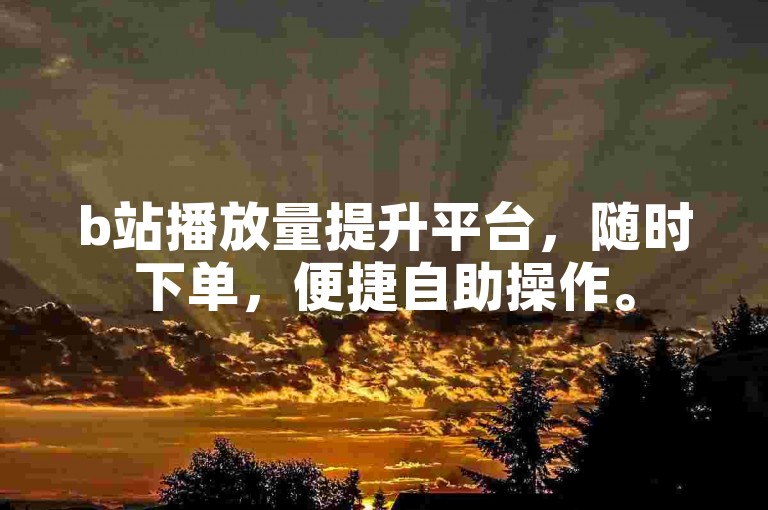 b站播放量提升平台，随时下单，便捷自助操作。