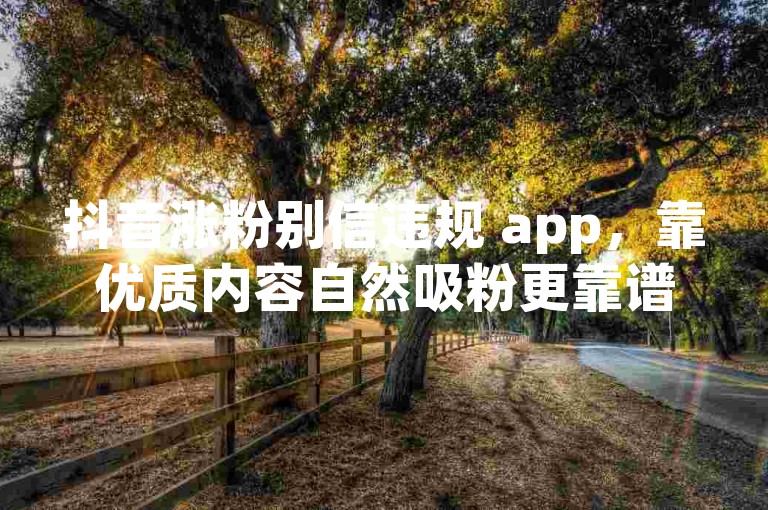 抖音涨粉别信违规 app，靠优质内容自然吸粉更靠谱。