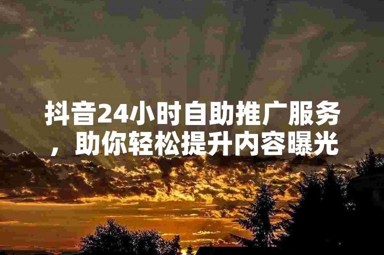 抖音24小时自助推广服务，助你轻松提升内容曝光度。