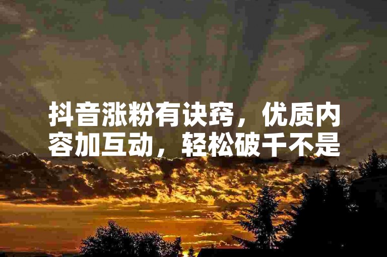 抖音涨粉有诀窍，优质内容加互动，轻松破千不是梦。