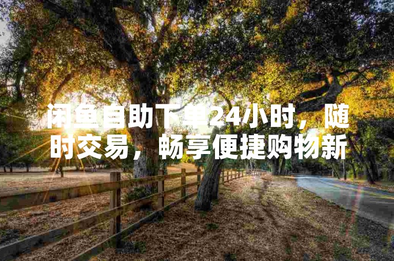 闲鱼自助下单24小时，随时交易，畅享便捷购物新体验。