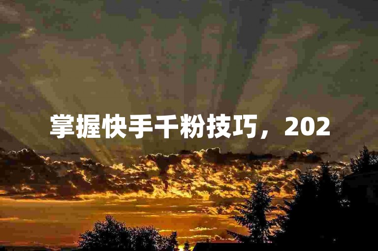 掌握快手千粉技巧，2025年轻松提升账号影响力！