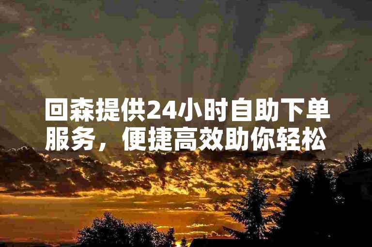 回森提供24小时自助下单服务，便捷高效助你轻松操作。