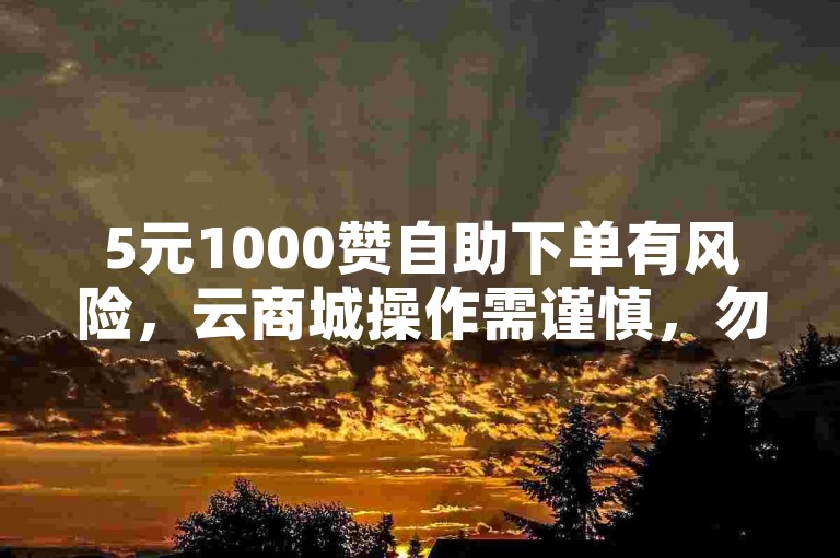 5元1000赞自助下单有风险，云商城操作需谨慎，勿涉违规点赞业务。