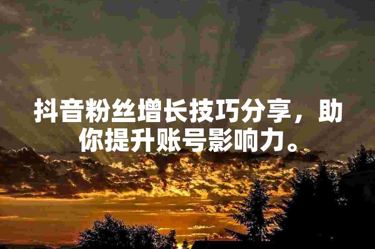 抖音粉丝增长技巧分享，助你提升账号影响力。