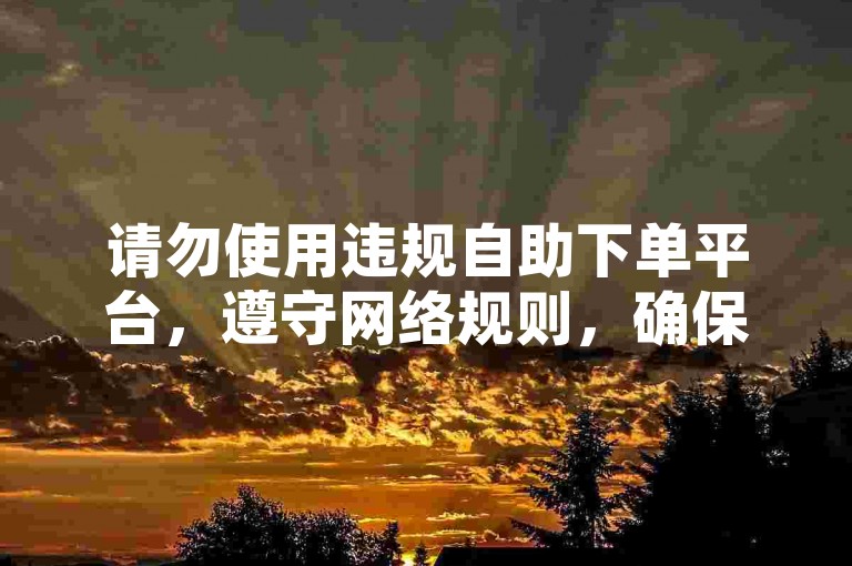 请勿使用违规自助下单平台，遵守网络规则，确保账号安全。