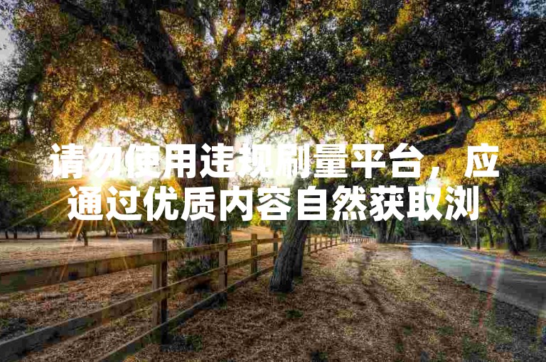 请勿使用违规刷量平台，应通过优质内容自然获取浏览与互动。