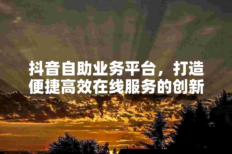 抖音自助业务平台，打造便捷高效在线服务的创新模式