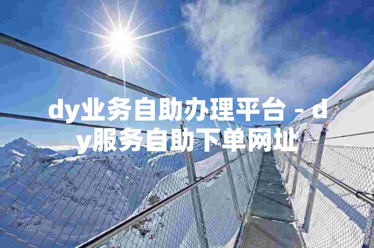 dy业务自助办理平台 - dy服务自助下单网址