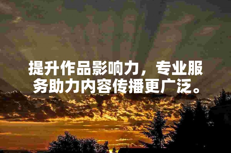 提升作品影响力，专业服务助力内容传播更广泛。