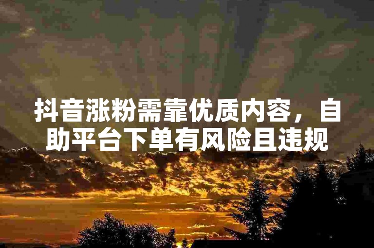抖音涨粉需靠优质内容，自助平台下单有风险且违规。