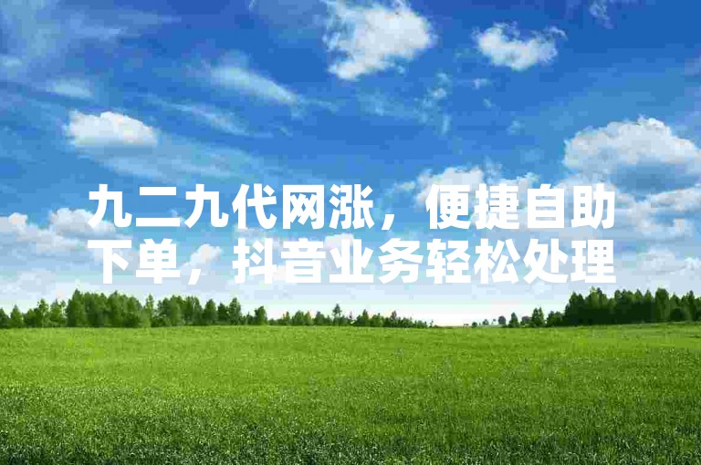 九二九代网涨，便捷自助下单，抖音业务轻松处理。