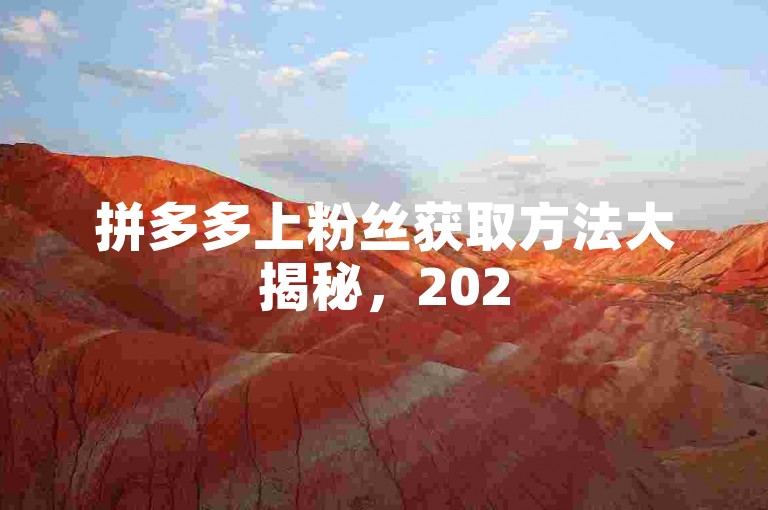 拼多多上粉丝获取方法大揭秘，2025快来学习！