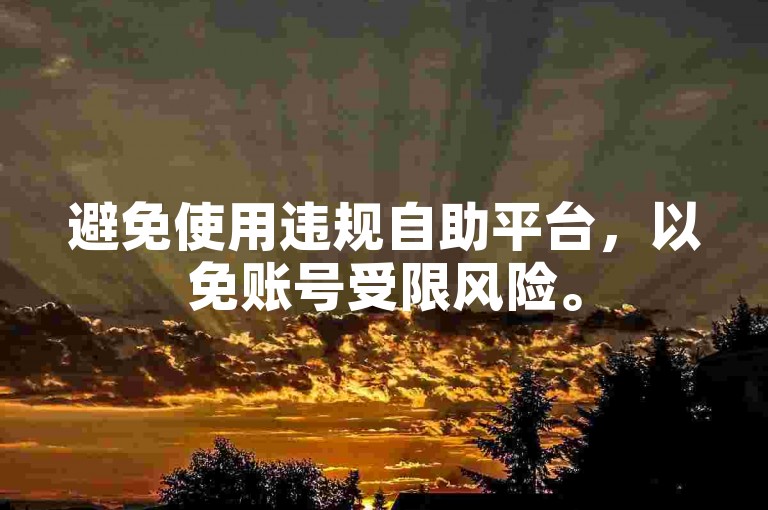 避免使用违规自助平台，以免账号受限风险。