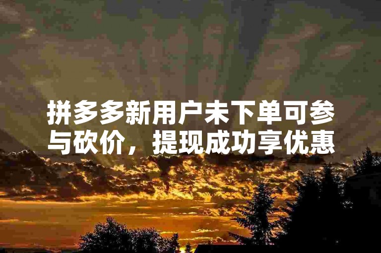拼多多新用户未下单可参与砍价，提现成功享优惠福利。