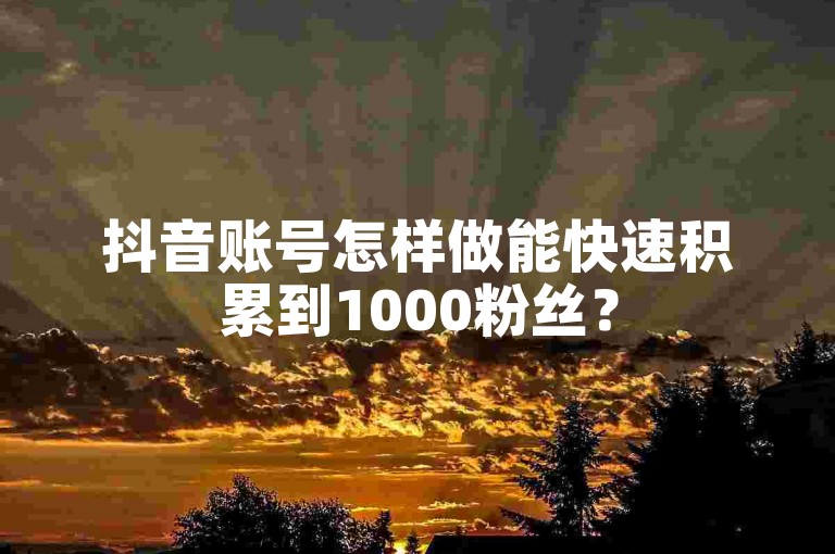 抖音账号怎样做能快速积累到1000粉丝？