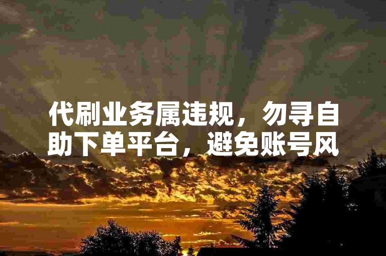 代刷业务属违规，勿寻自助下单平台，避免账号风险。