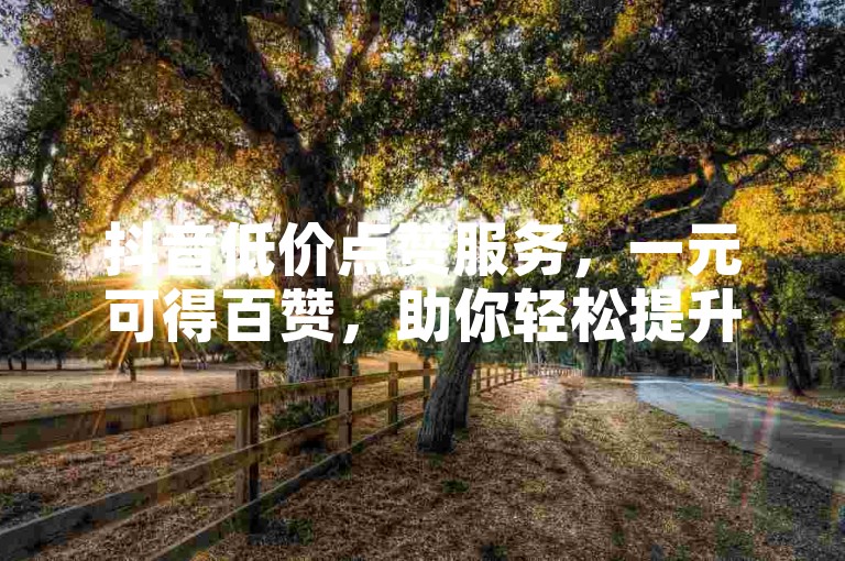 抖音低价点赞服务，一元可得百赞，助你轻松提升人气。