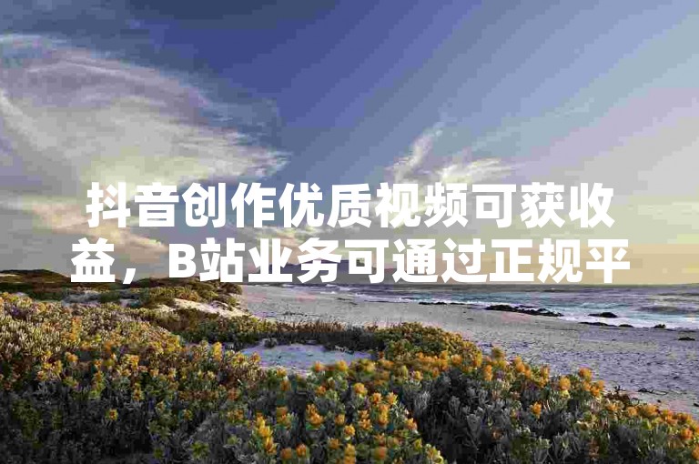 抖音创作优质视频可获收益，B站业务可通过正规平台开展。