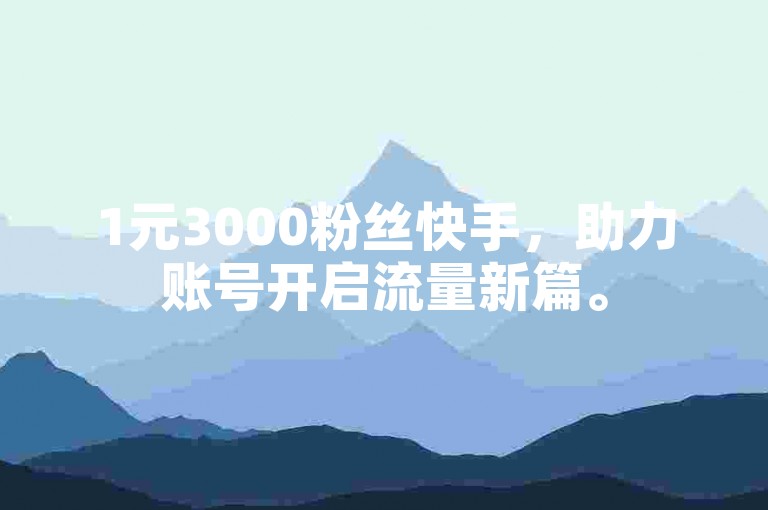 1元3000粉丝快手，助力账号开启流量新篇。