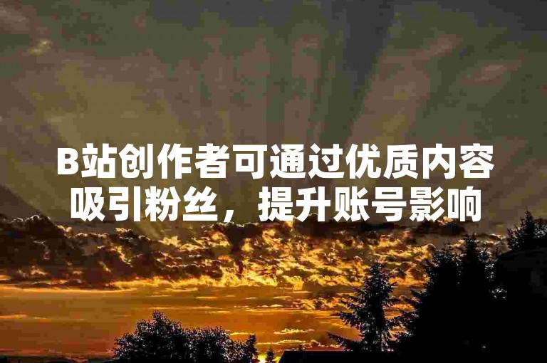 B站创作者可通过优质内容吸引粉丝，提升账号影响力。