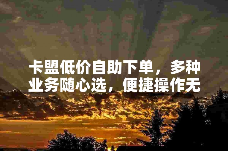 卡盟低价自助下单，多种业务随心选，便捷操作无担忧。