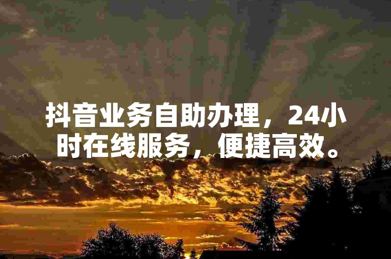 抖音业务自助办理，24小时在线服务，便捷高效。
