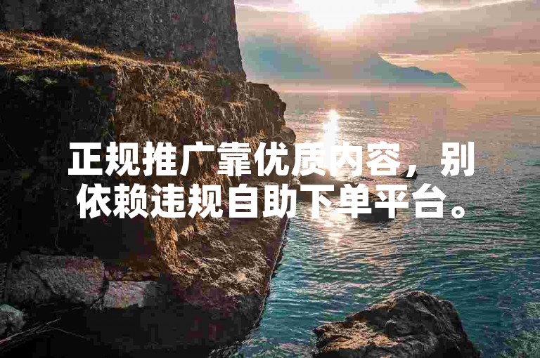 正规推广靠优质内容，别依赖违规自助下单平台。