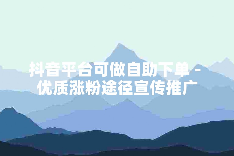 抖音平台可做自助下单 - 优质涨粉途径宣传推广