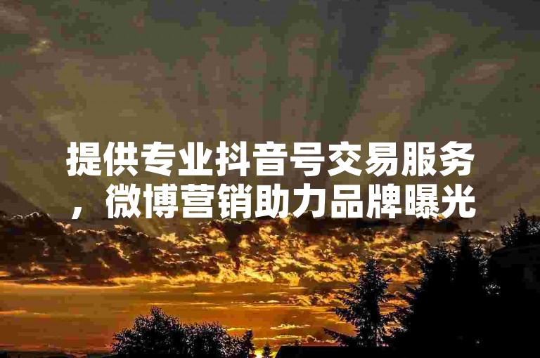 提供专业抖音号交易服务，微博营销助力品牌曝光。