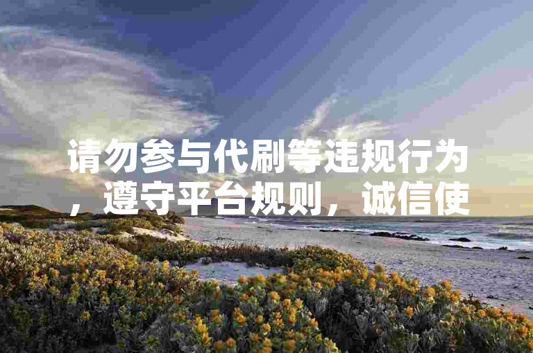 请勿参与代刷等违规行为，遵守平台规则，诚信使用网络。